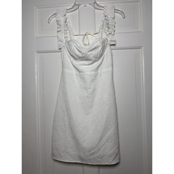 Lulu's Dresses & Skirts - Lulus White Ruffle Straps Lined Fitted Dress Zip Women S Homecoming White Party